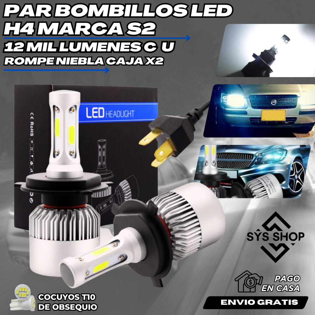 Par Bombillos led marca S2 H4 12 MIL LMS C/U🔥